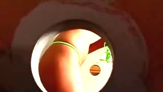 Gorgeous teen takes cock on knees on gloryhole
